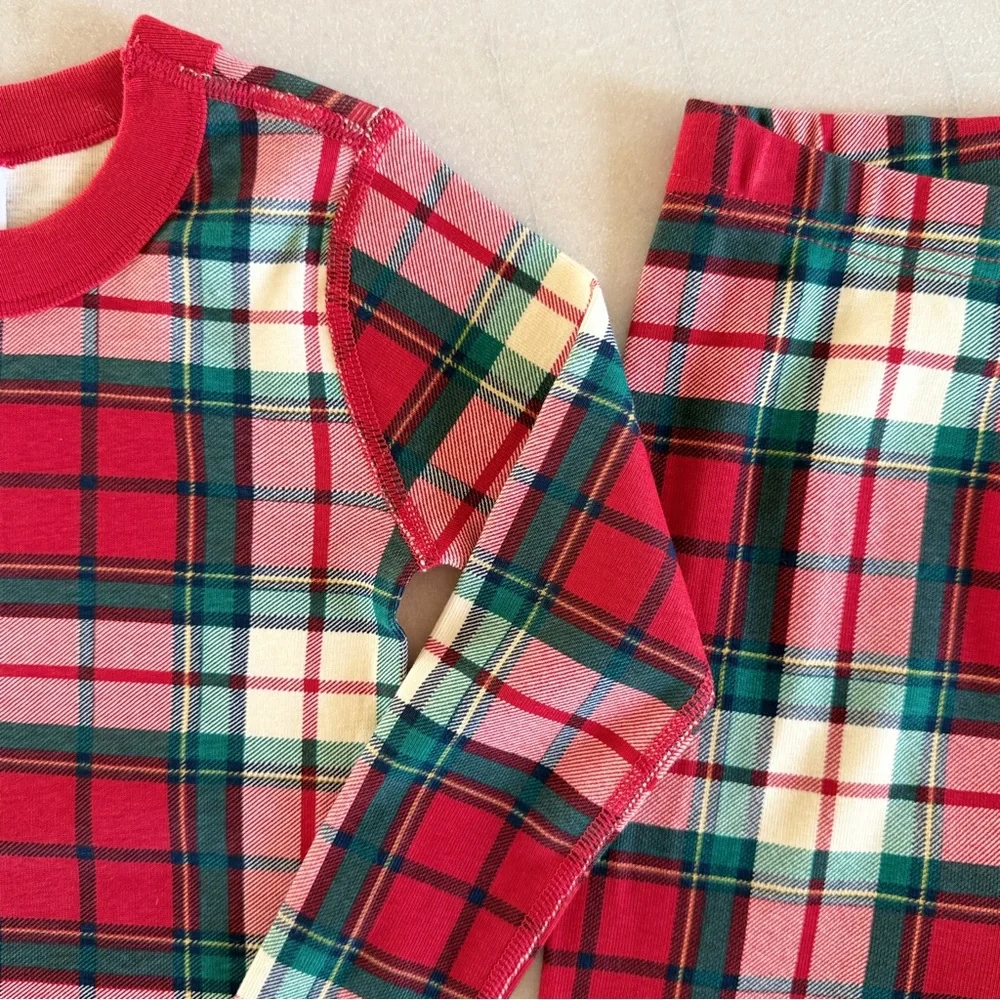 NWT Hanna Andersson HannaJams Red Holiday Long John Pajama Set Girls 6/7